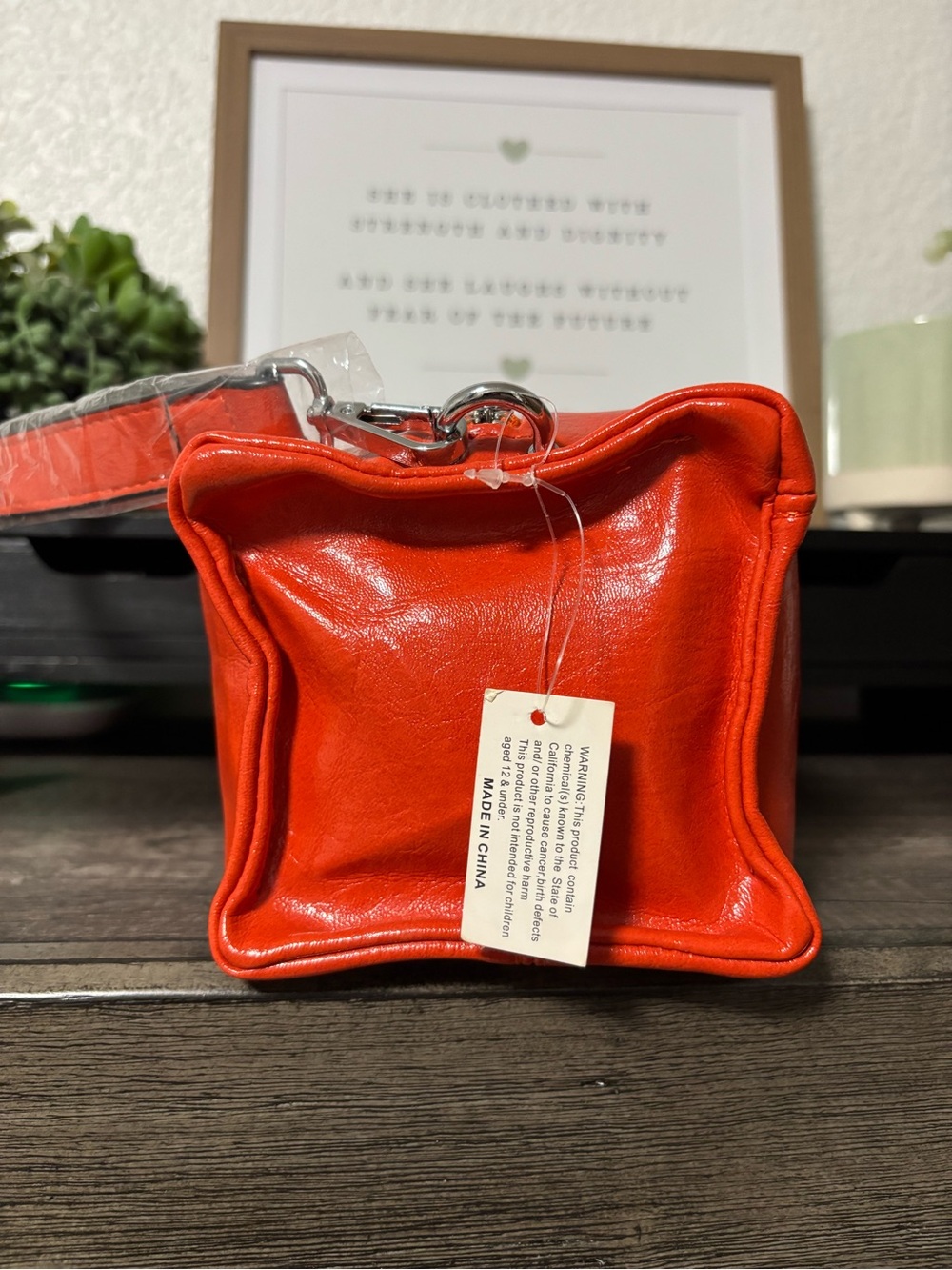 Burnt Orange Square Bag with 2 Detachable Straps - Picture 6 of 7